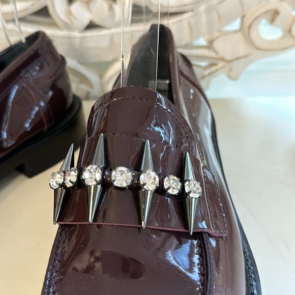 AGL Lola Spike Size 36.5 EU Patent Purple Plum Leather Loafers New Without Box - Picture 3 of 15